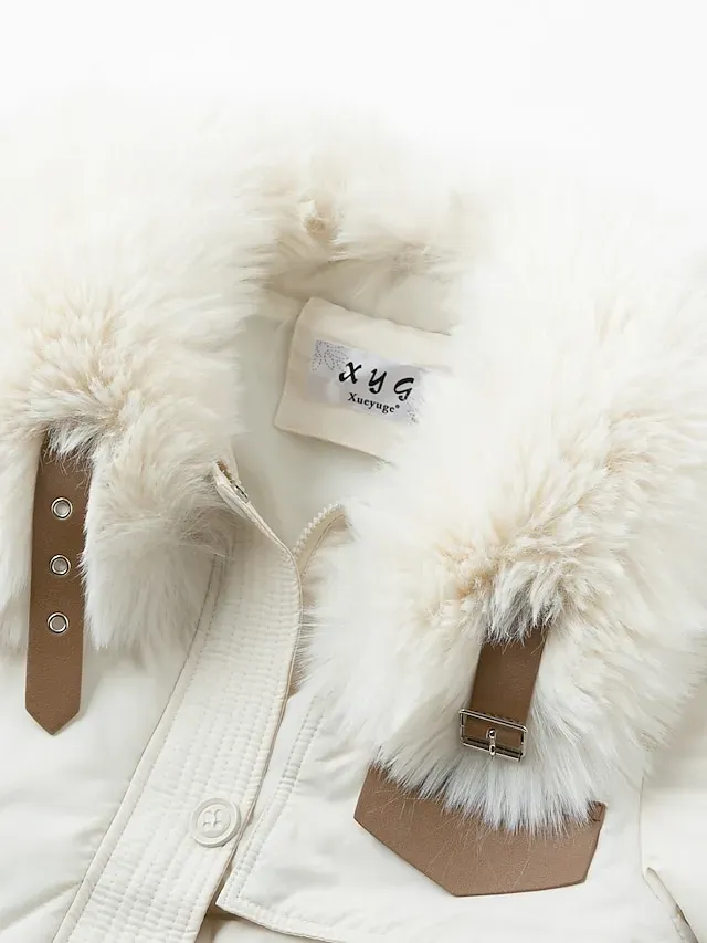 Women's Parka Warm Long Puffer Jacket Zipper with Fur Collar Hood Winter Outdoor Street Daily Wear with Pocket Vacation Modern Casual Plain Regular Fit Outerwear Long Sleeve Fall Black White Khaki