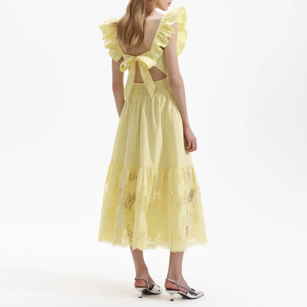 Yellow Cotton Midi Dress