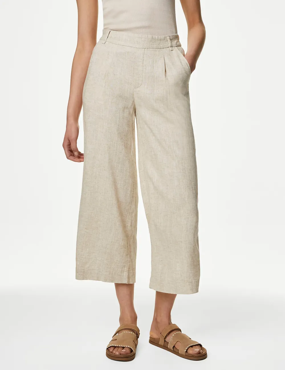 Black Shirred Wide Leg Trousers