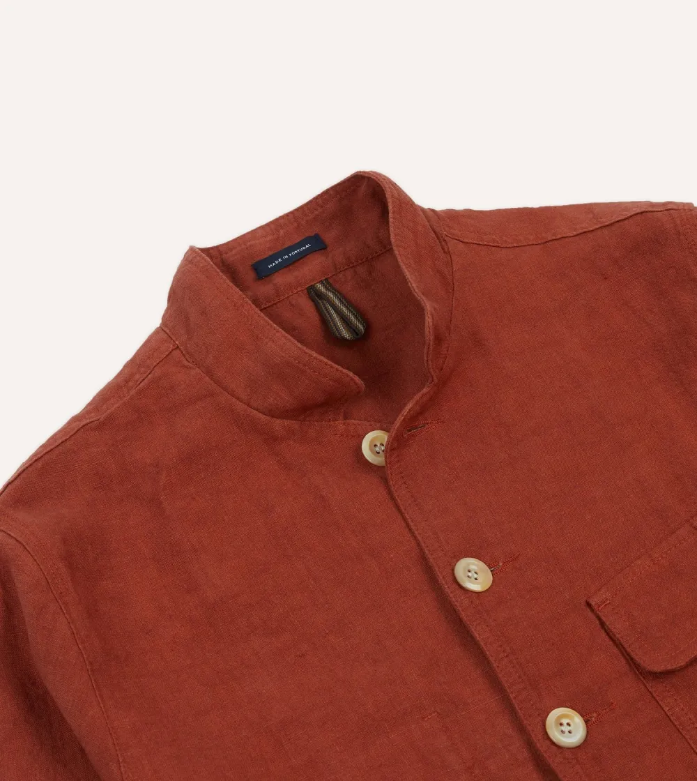 Rust Colored Button Front Cargo Jacket