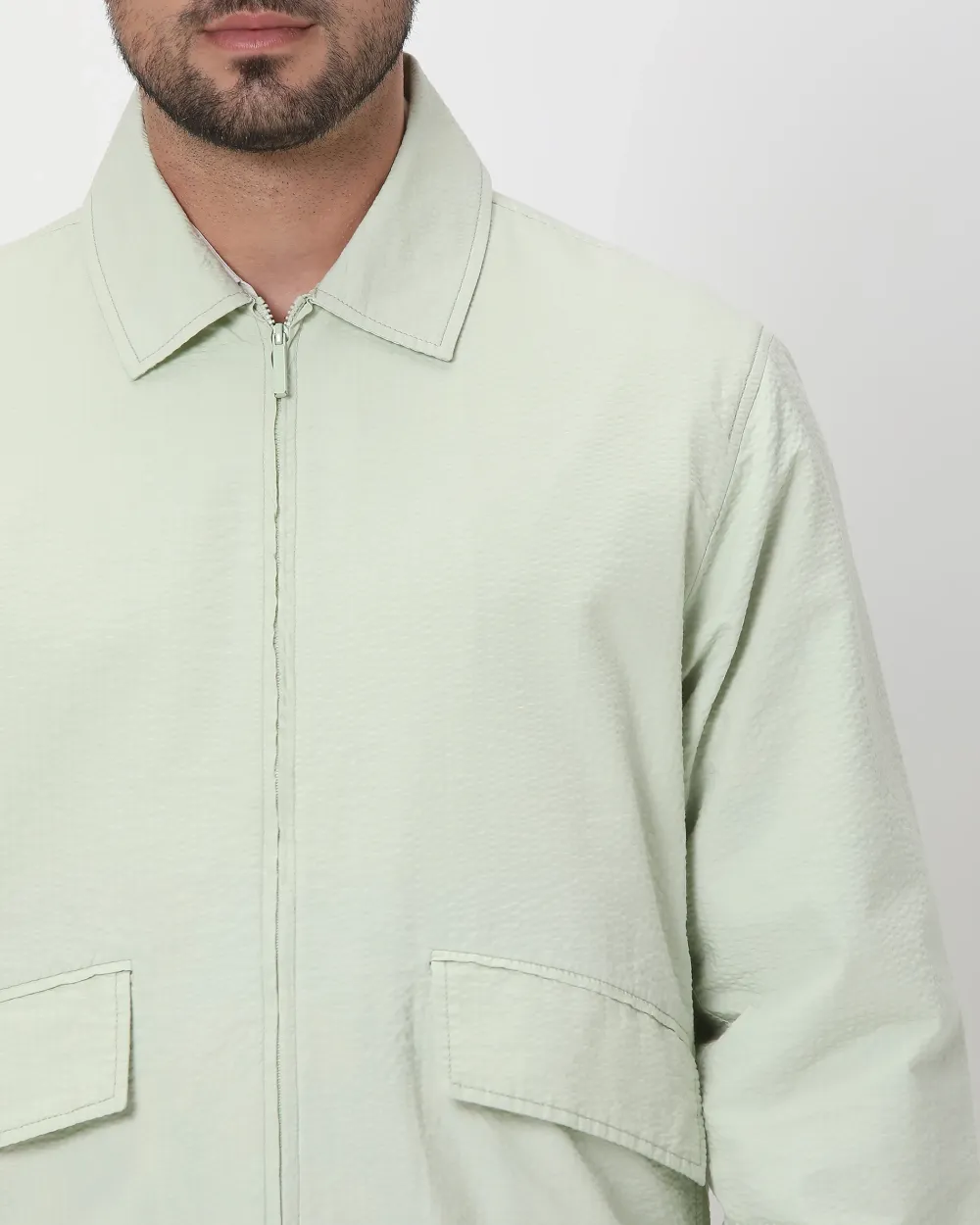 Versatile Comfortable Slim-Fit Light Green Cotton Jacket