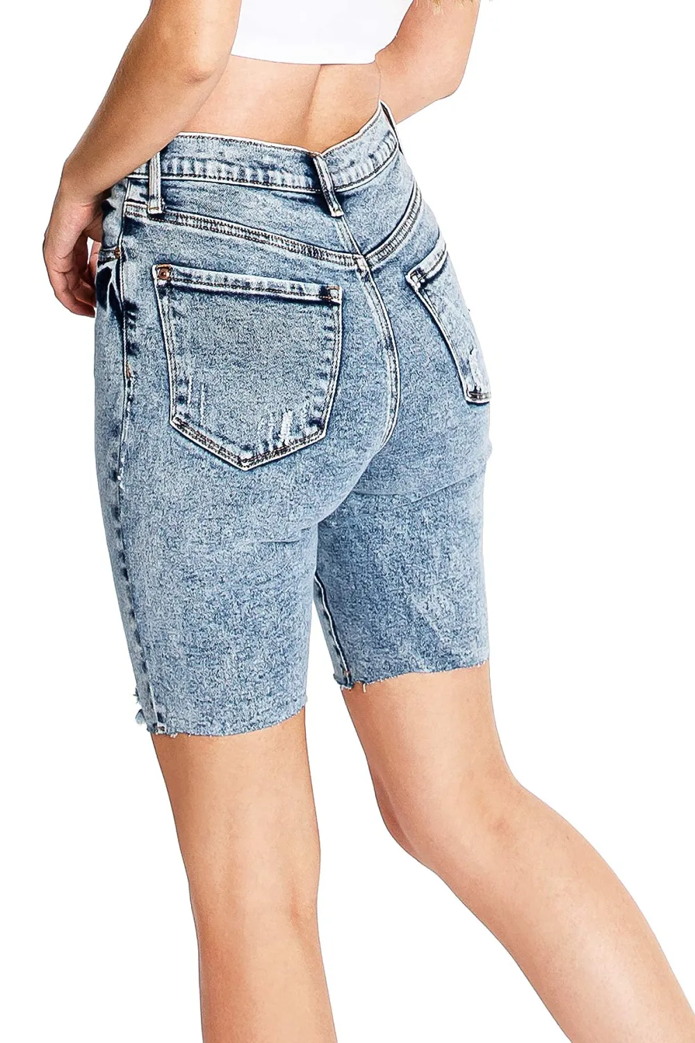 Medium Blue Cut - Off Bermuda Shorts