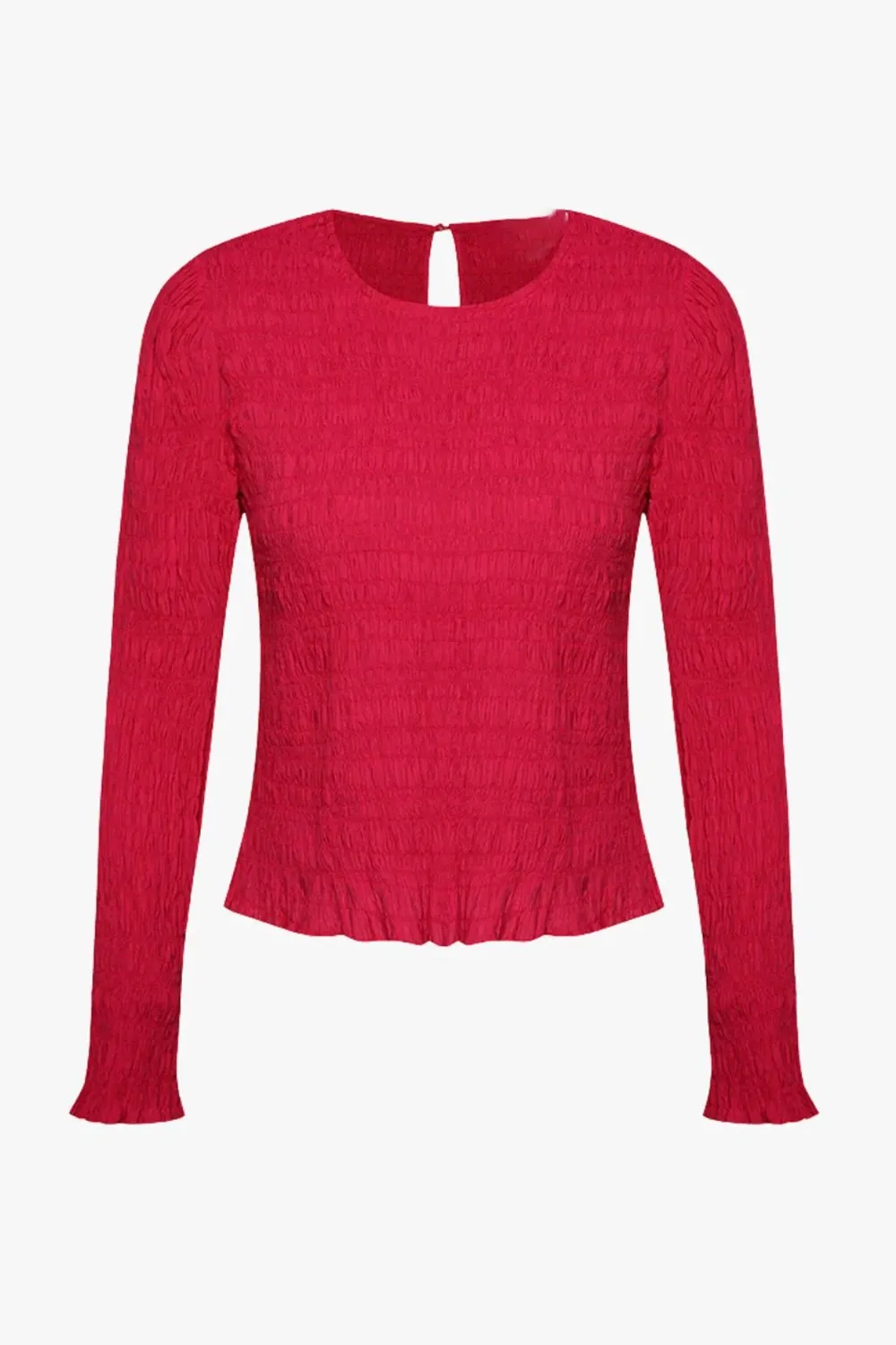 Pink Textured Long - Sleeve Knit Top