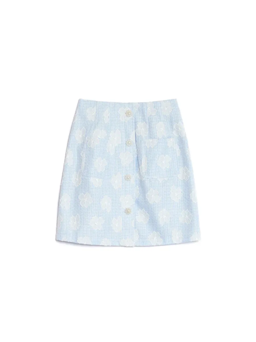 Casual Style Tweed Mini Skirt