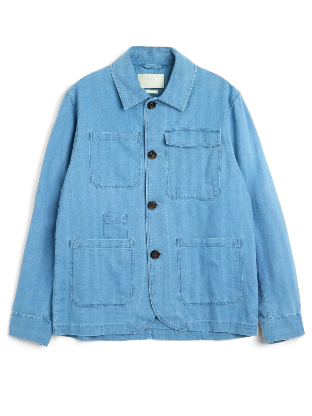 Indigo Long Sleeve Cotton-Linen Jacket