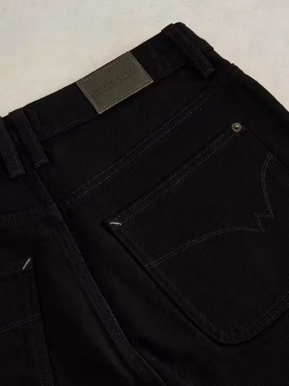 Cropped Wide Leg Jean In Pure Black