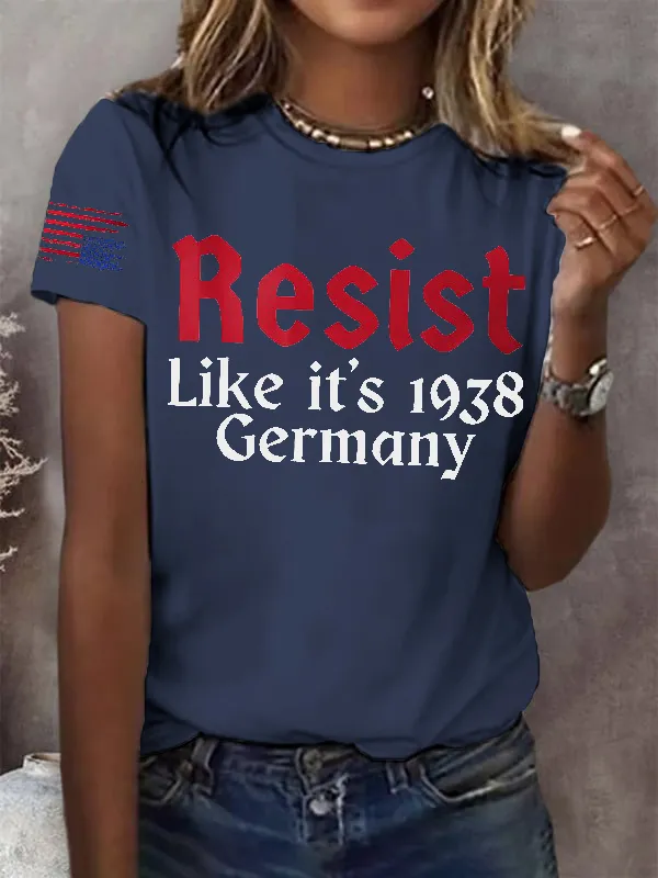 Women'S T-Shirt Retro Resist Like It'S 1938 Germany Print T-Shirt