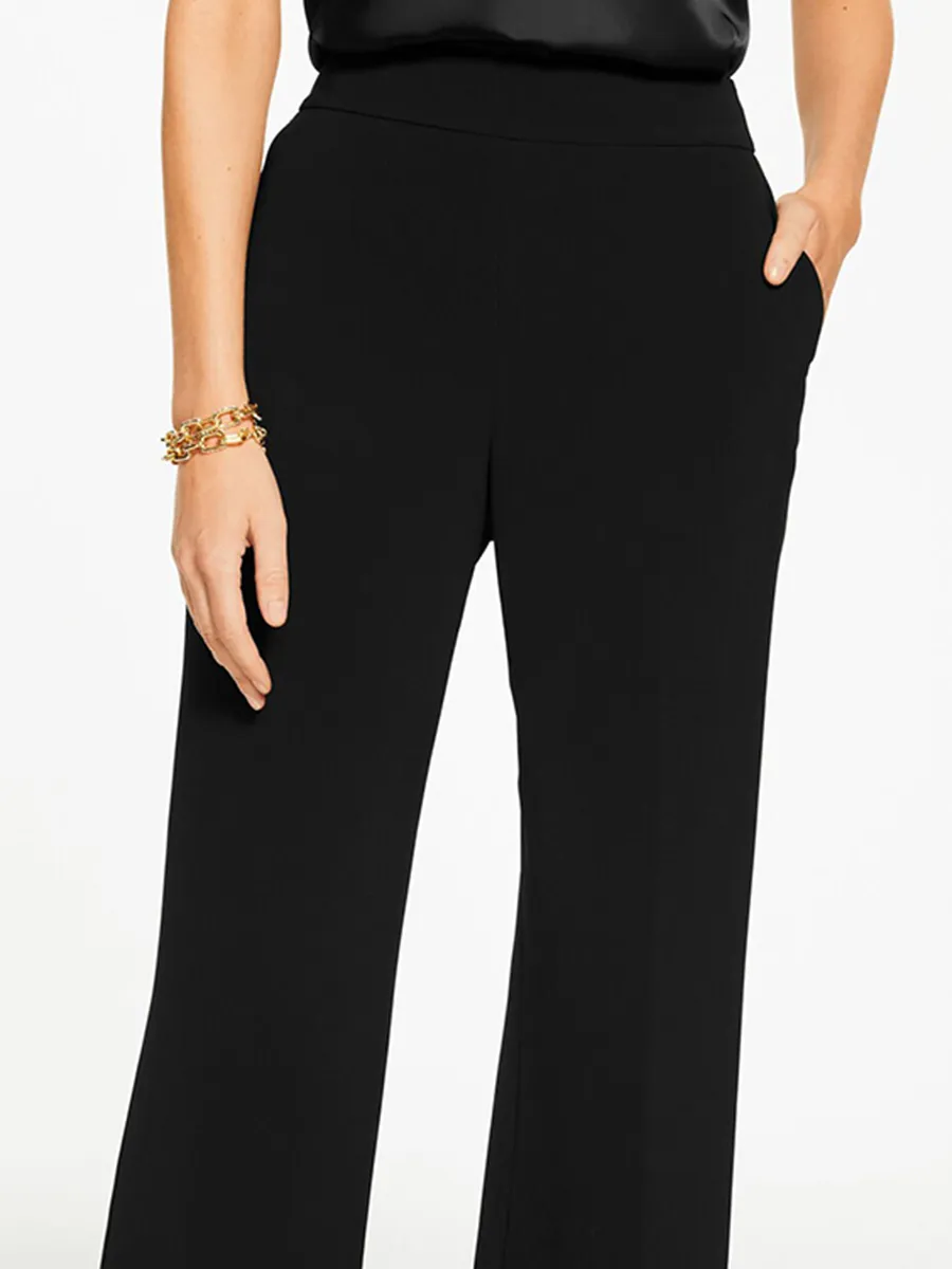 Women'S Black High-Waisted Wide-Leg Casual Pants