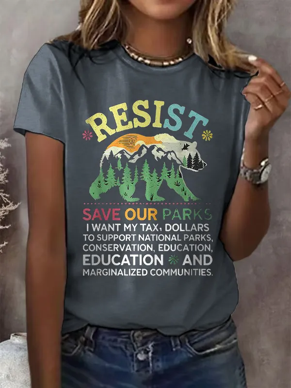 Women'S Support Our National Parks Printed T-Shirt