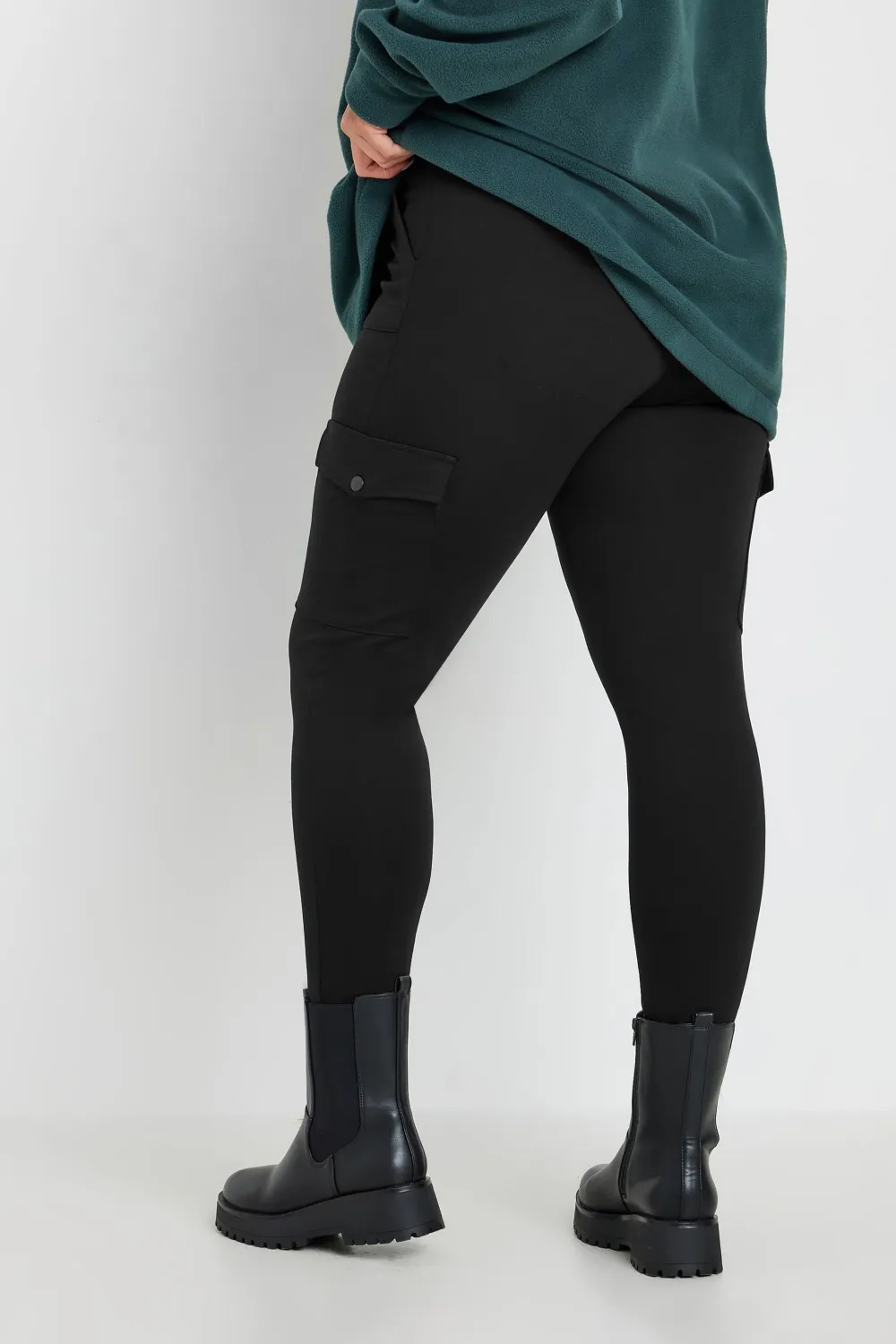 YOURS Curve Khaki Green Cargo Pocket Leggings