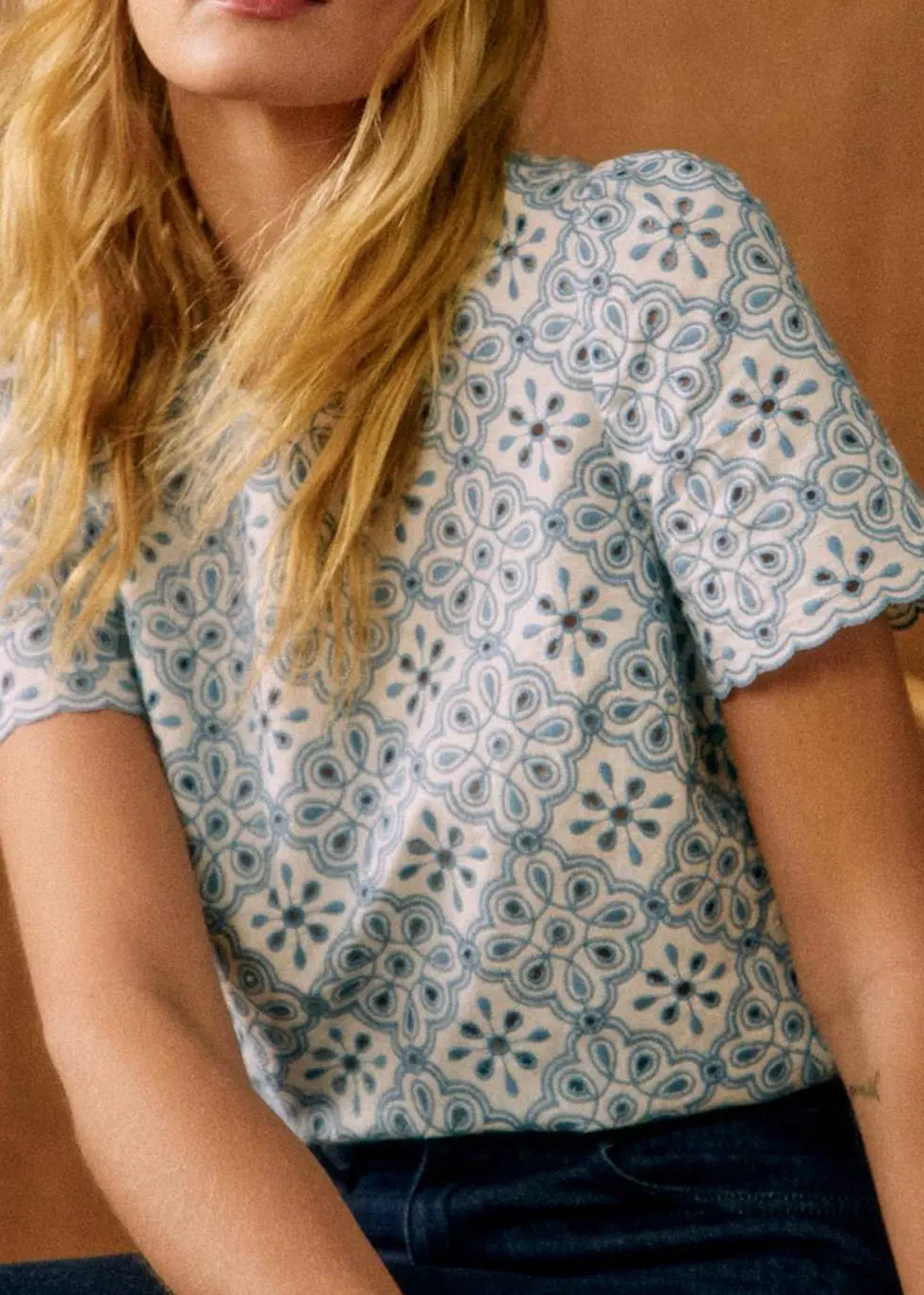 Short Sleeve Embroidered Blouse