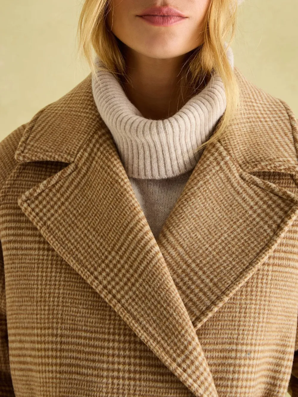 Tan Brown Longline Wool Blend Coat