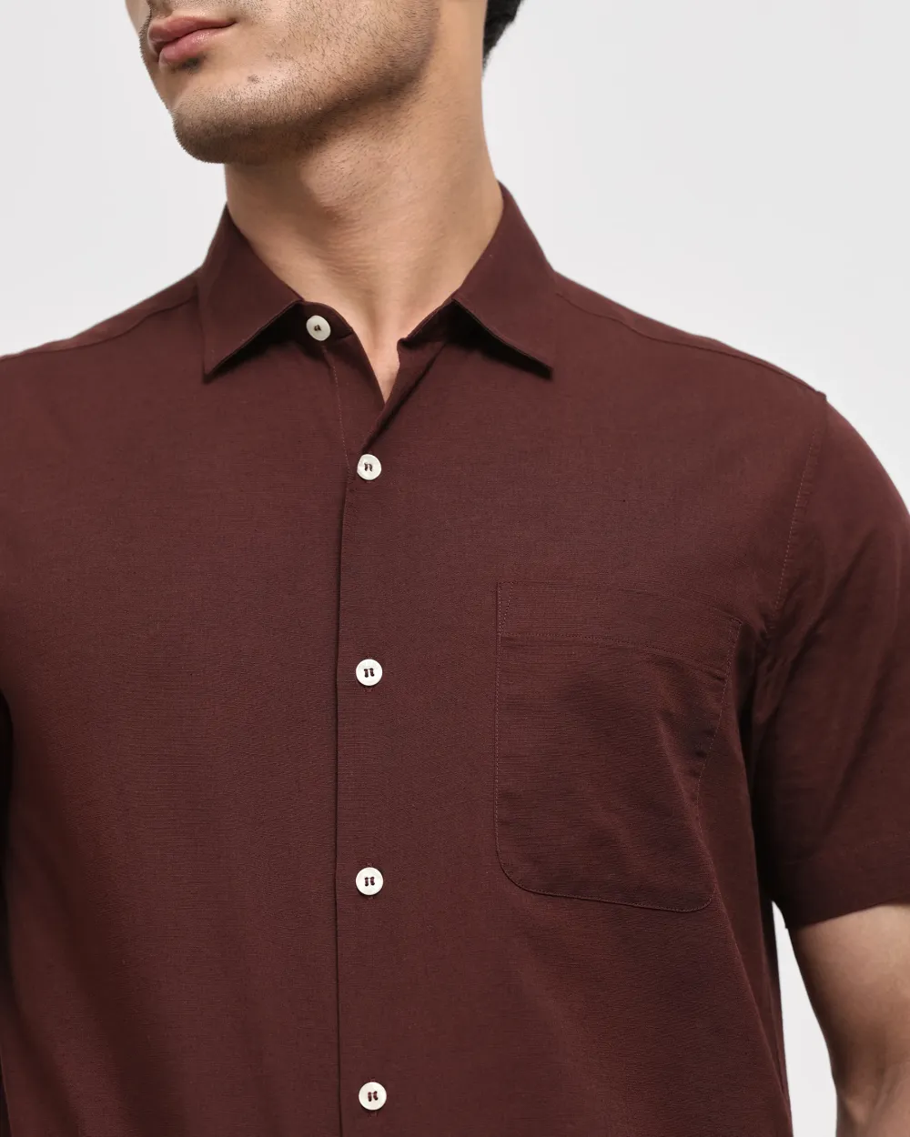 Simple And Soft Slim-Fit Breathable Maroon Shirt