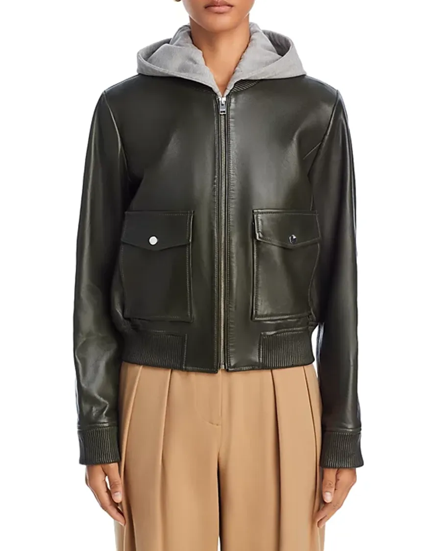 Casual Style Leather Bomber Jacket