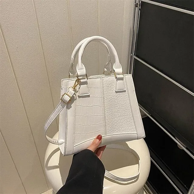 Women's Handbag Shoulder Bag PU Leather Daily Durable Black White Peach