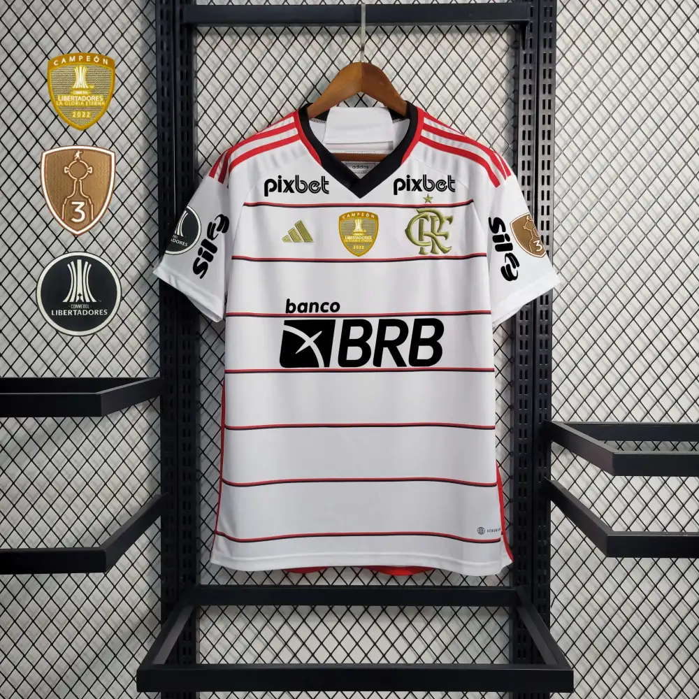 Camisa Flamengo Away 23/24 Todos os Patches- Branca