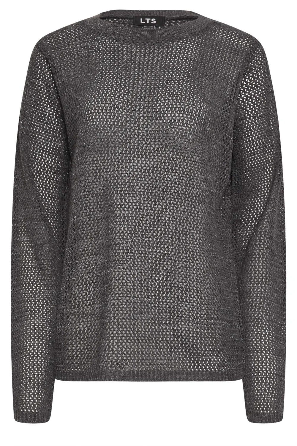 LTS Tall Charcoal Grey Metallic Pointelle Jumper
