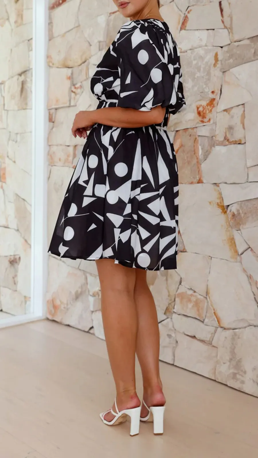 Short Puff Sleeve Mini Dress