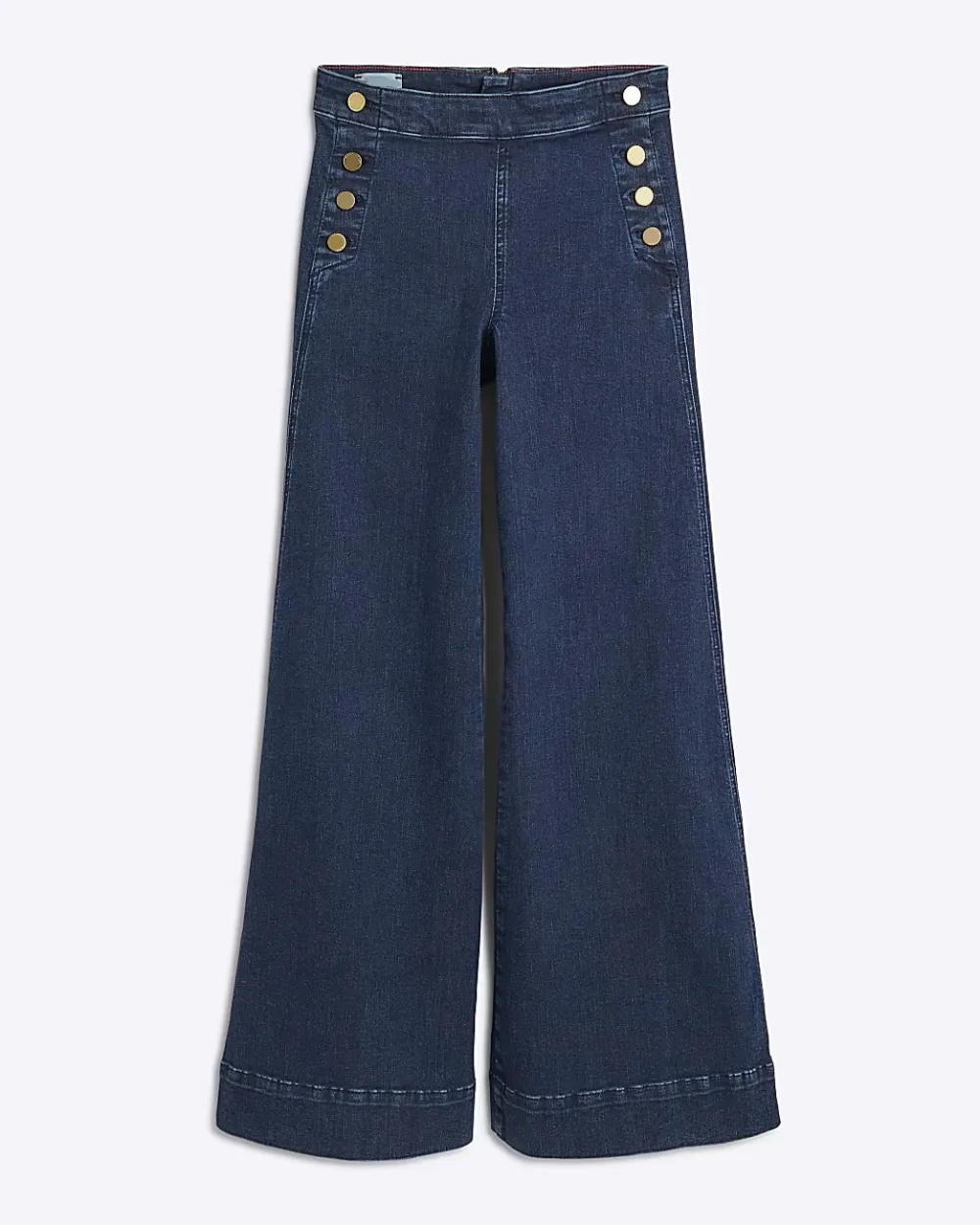 Button-Decorated High-Waisted Women's Bootcut Trousers