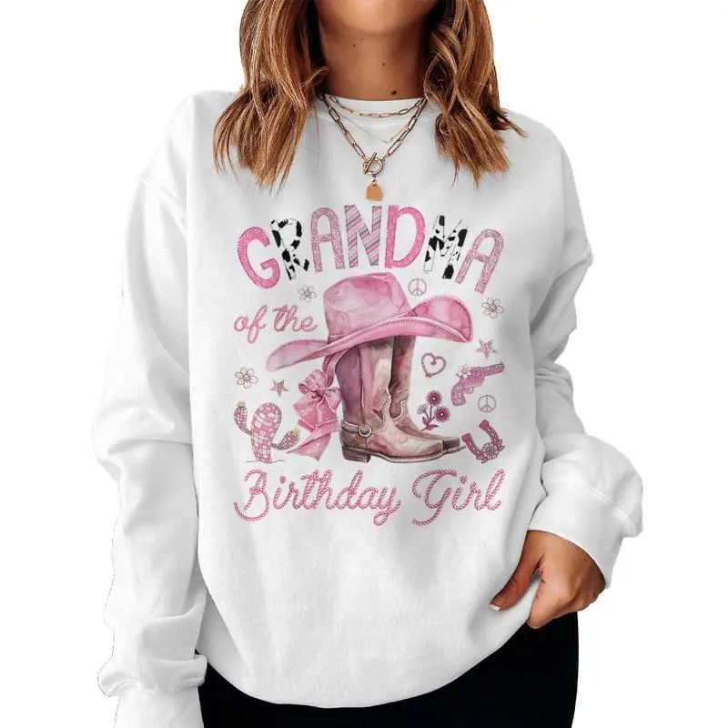 Grandma Of The Birthday Girl Pink Cowgirl Western Rodeo Women Sweatshirt