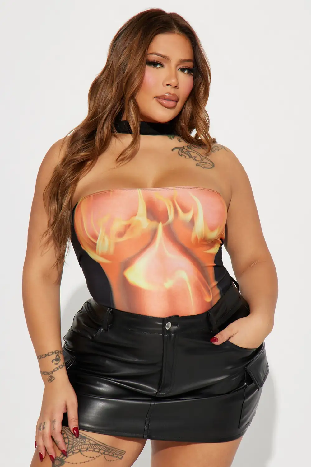 Smoking Hot Bodysuit - Red/combo