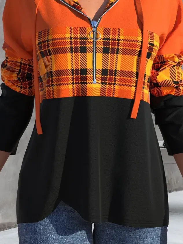 Casual Hoodie Plaid Hoodie