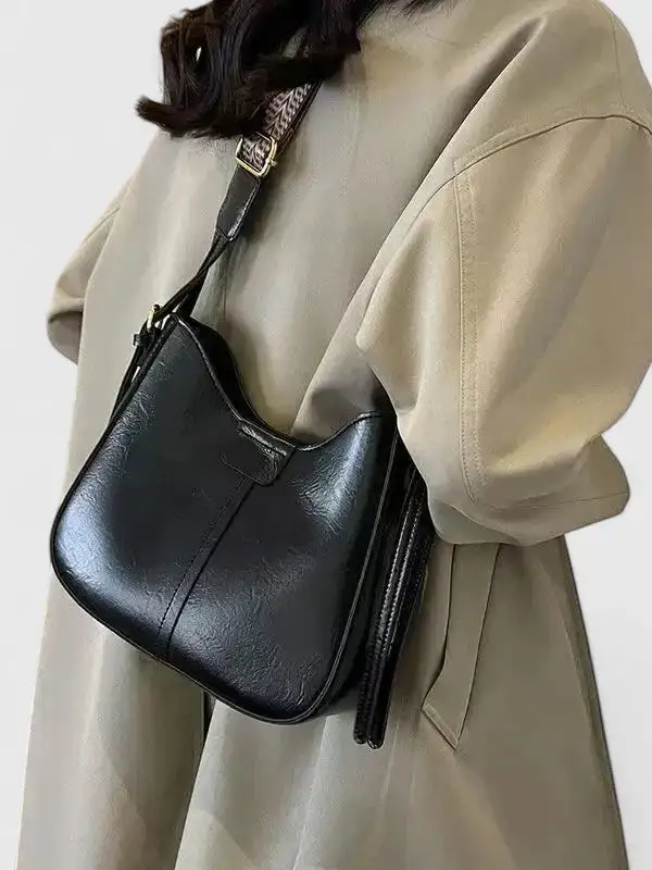 Pebbled Pocket Front Shoulder Bag
