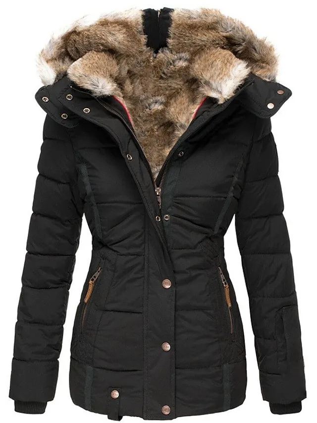 Women's Winter Parka Fleece Lined Puffer Jacket with Hood（🛒Clearance Sale🛒）