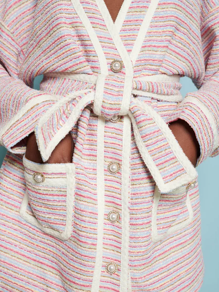 Casual Honeydew Tweed Cardigan