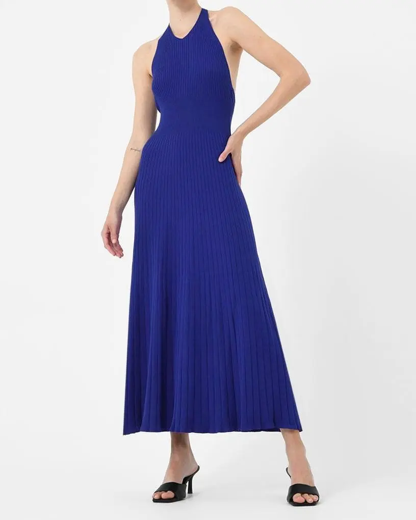 A-line Silhouette Halter Neck Knit Dress