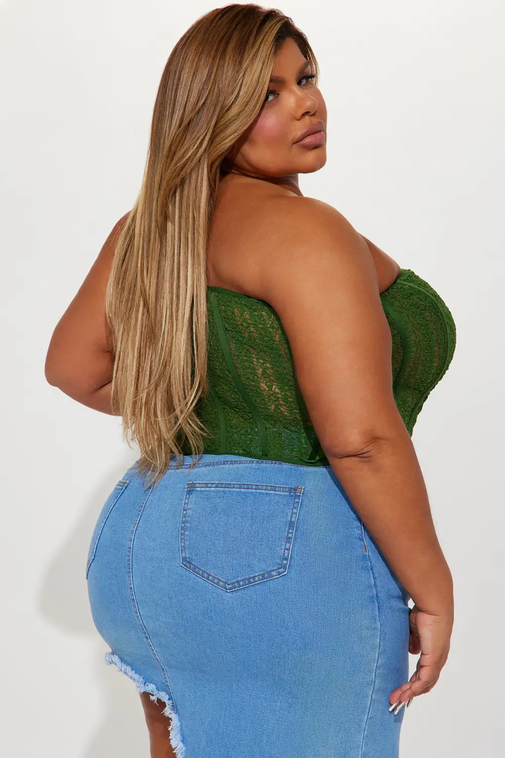 Hello Darlin' Lace Corset Top - Olive