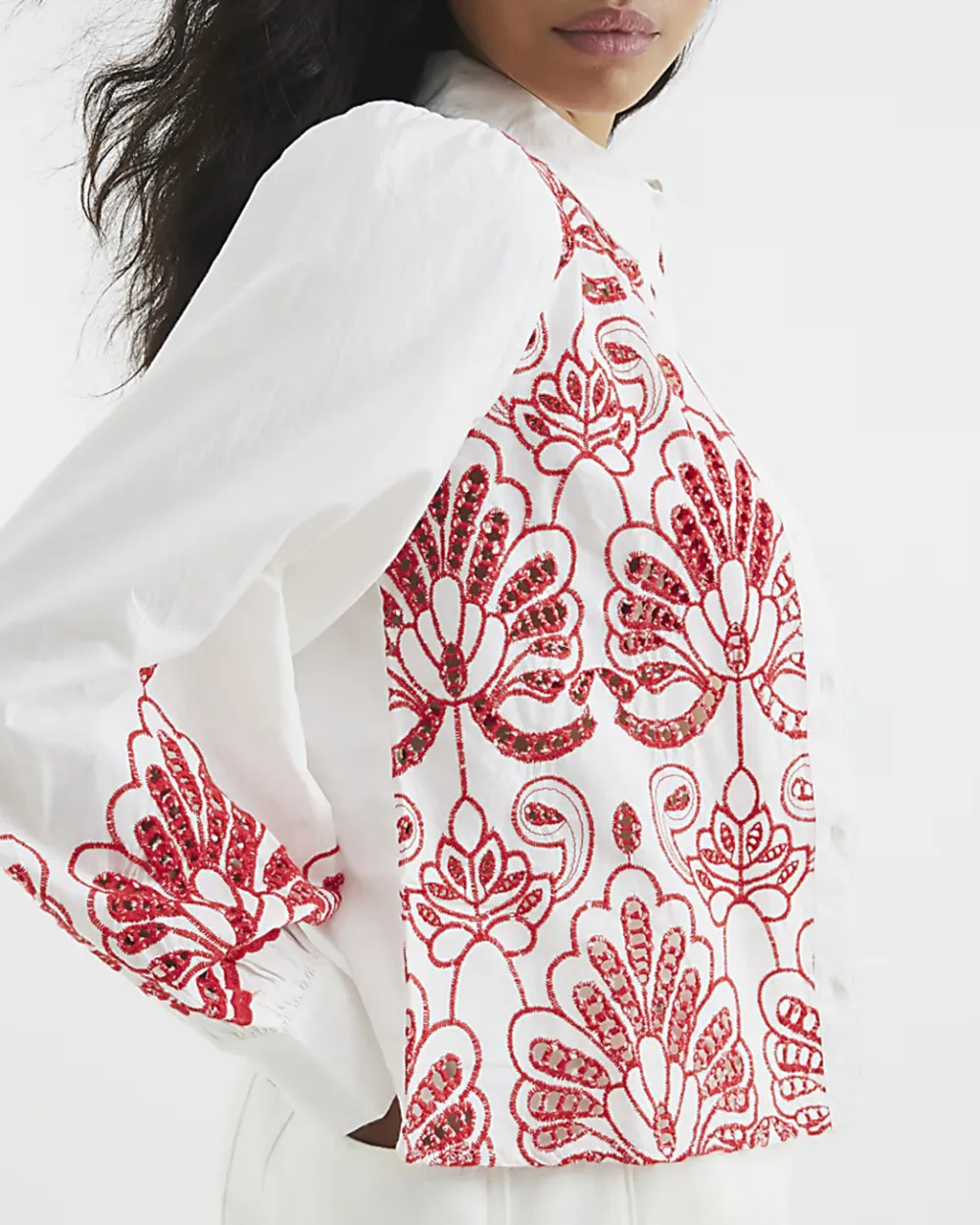 Cotton Artistic Floral Long Sleeve Shirts