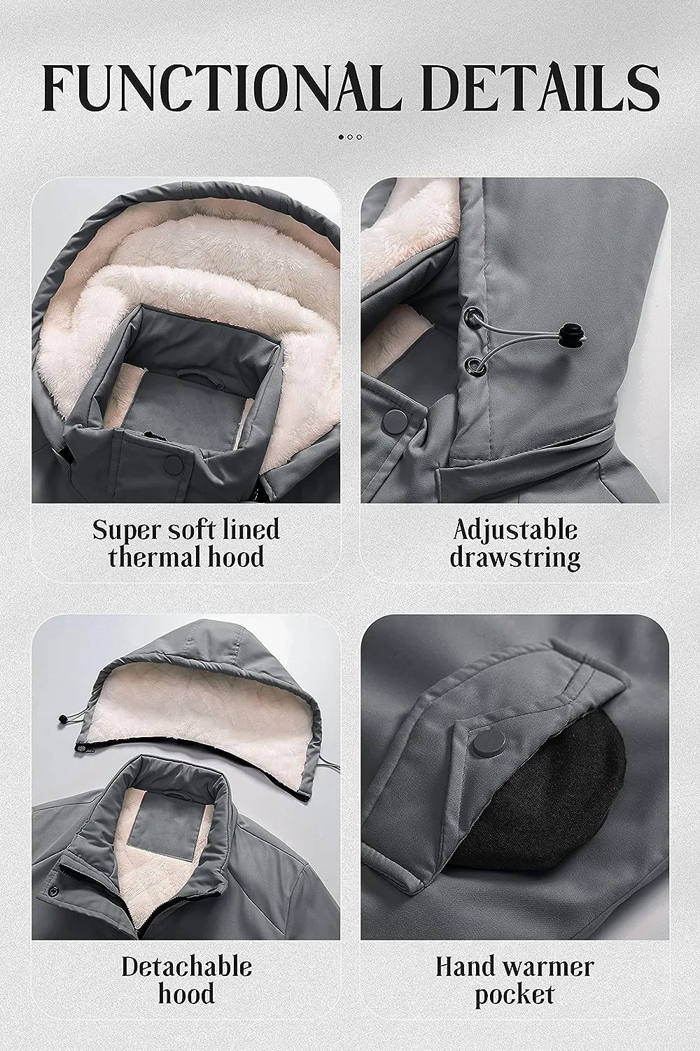 Women's Mid-Length Parka Winter Outerwear Jacket Soft Fleece Warm Snow Coat