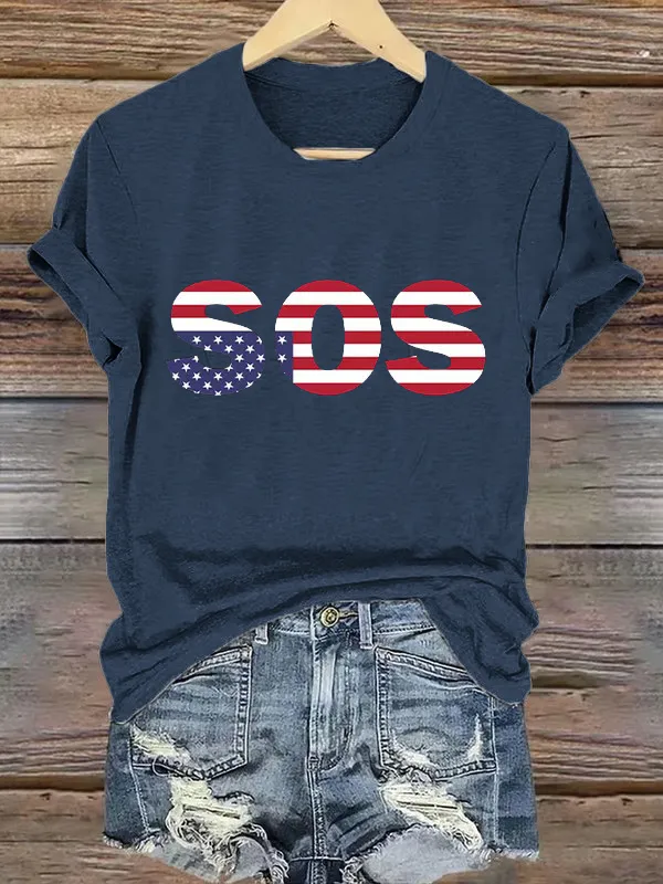 Retro SOS Print T-Shirt