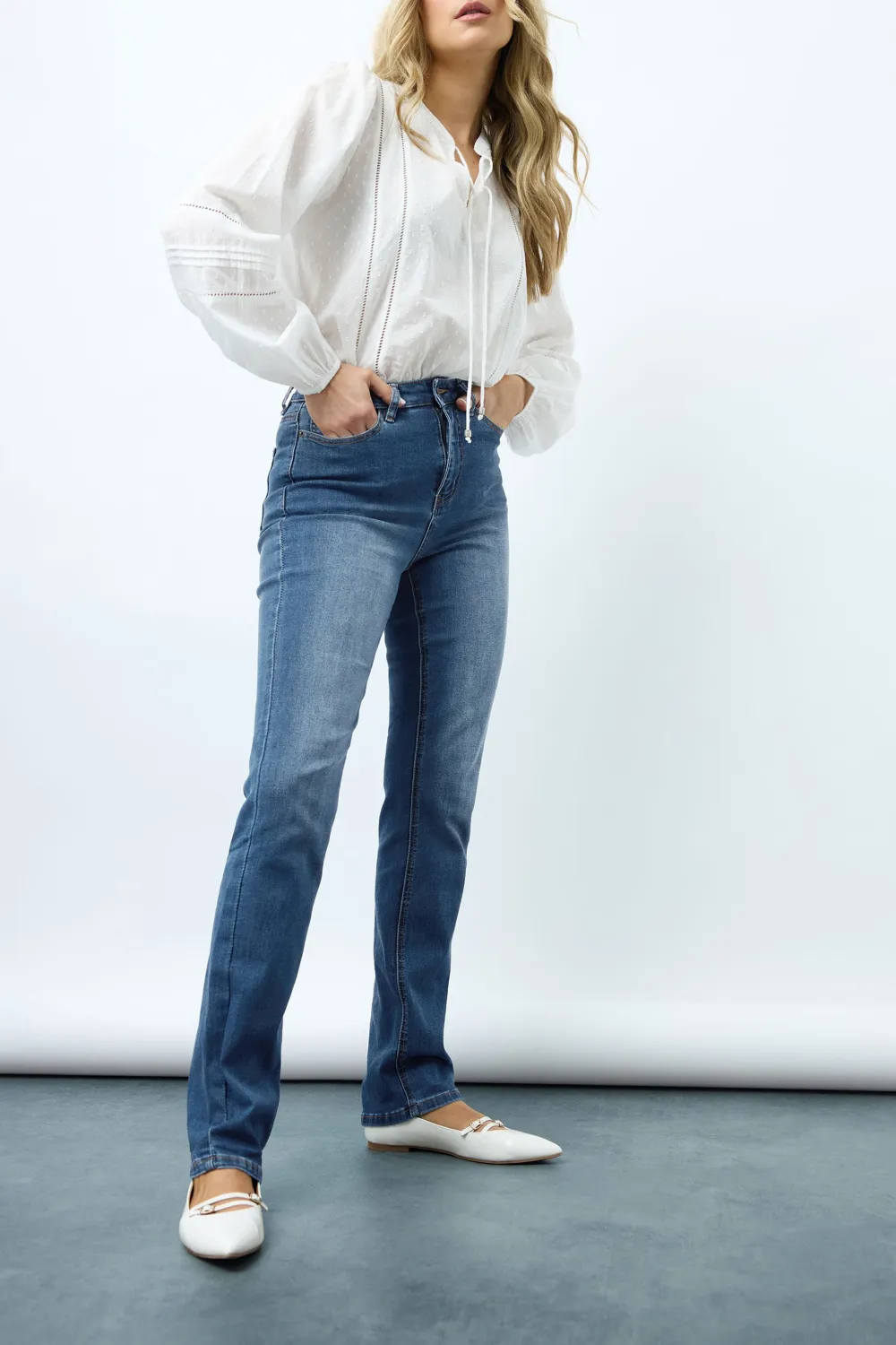 Button Straight Leg Casual Jeans