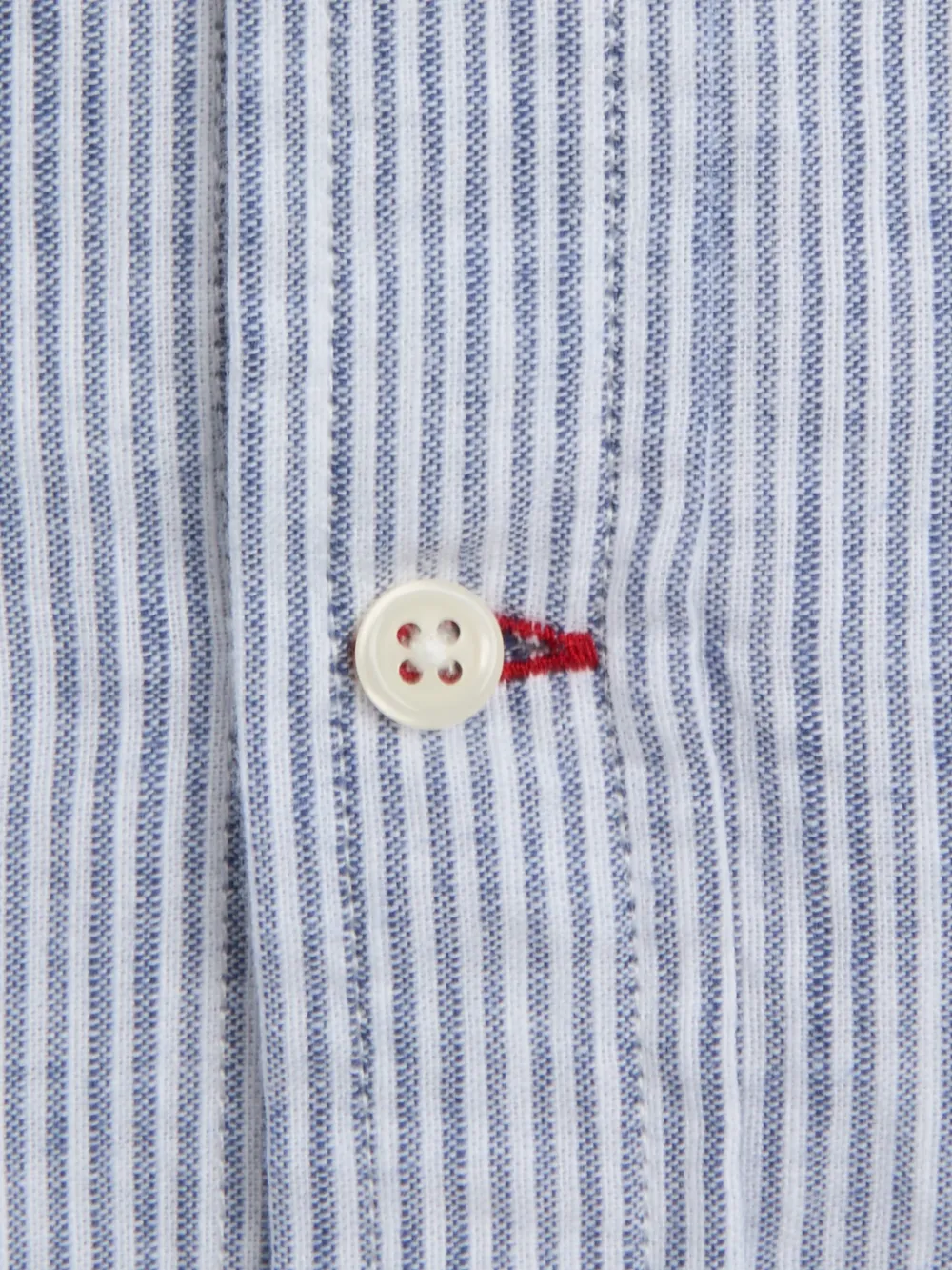 Blue Slub-Striped Cotton Shirt