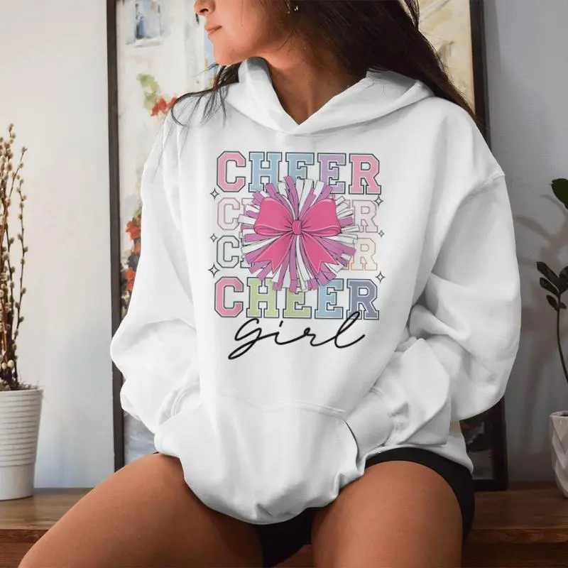 Groovy Cheer Girl Coquette Bow Girls Cheerleading Women Hoodie