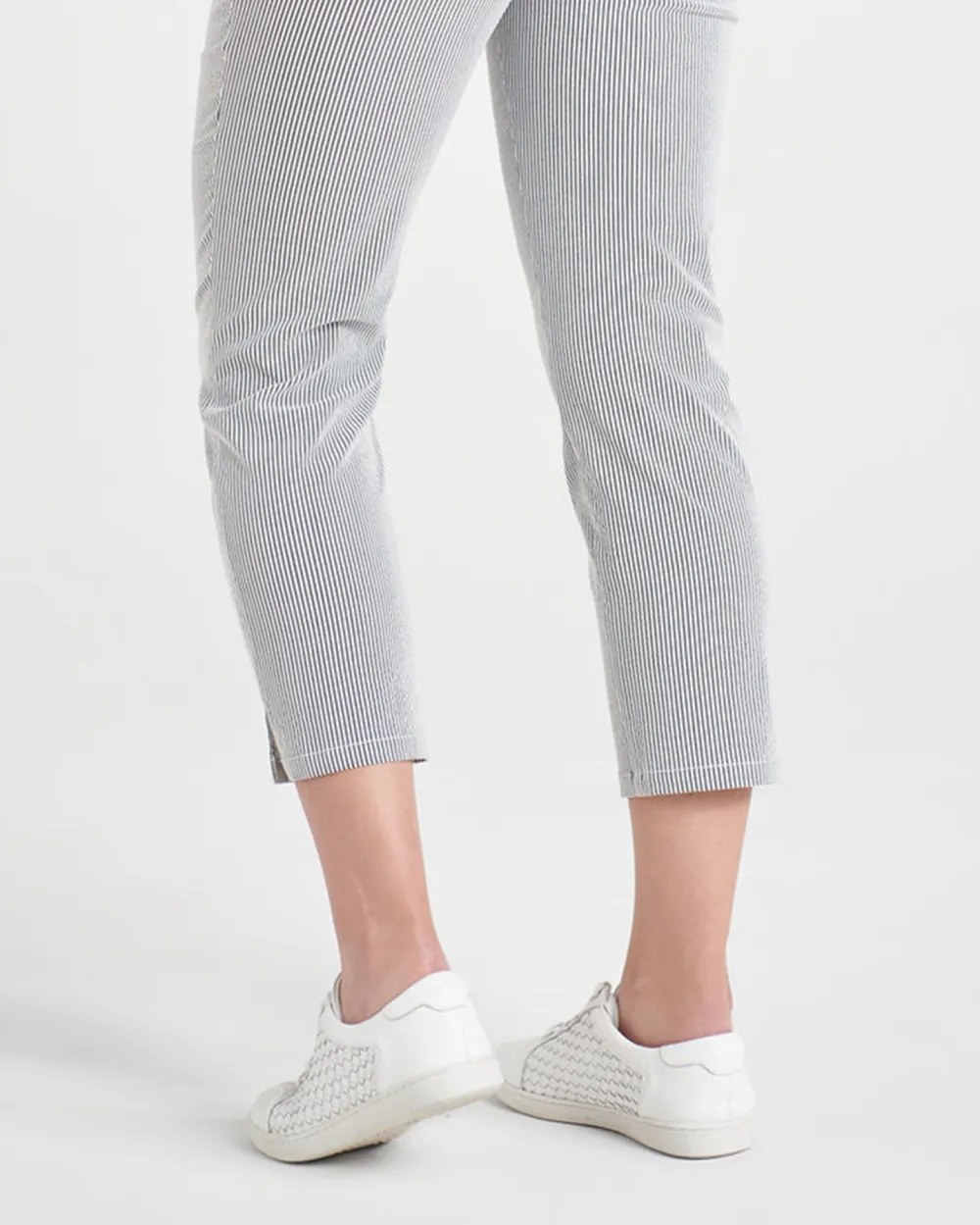 Striped Ankle Length Stretch Pants