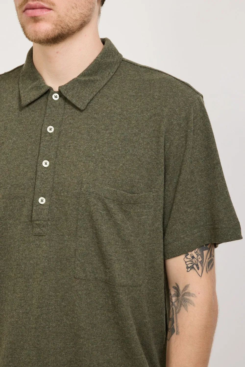 Pullover Shirt Olive Recycled Wool Mix