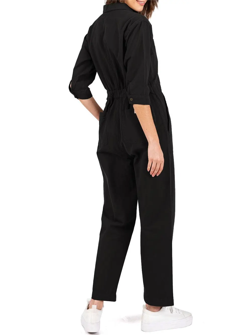 Pocketed Coverall Aviator Jumpsuit