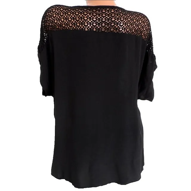 Women's Shirt Blouse Plain Black White Red Embroidered Short Sleeve Daily Going out Weekend Streetwear Basic Casual V Neck Regular Fit Summer Spring