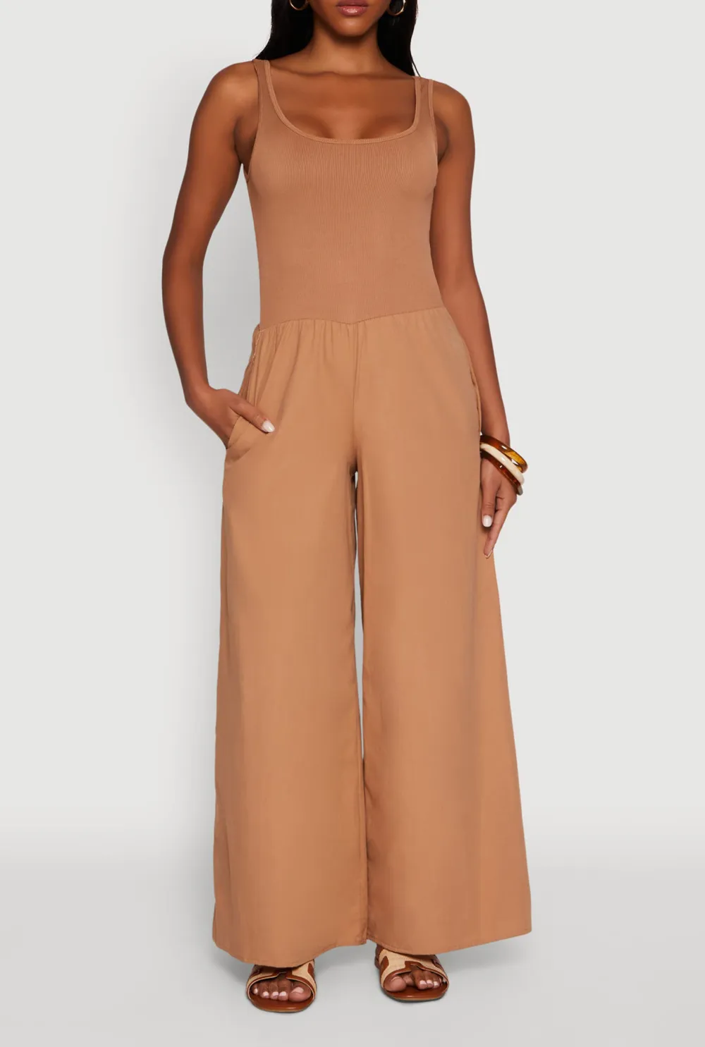 Solid Color Wide Leg Jumpsuit