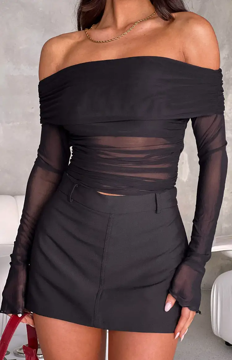 Black Hip Suit Skirt