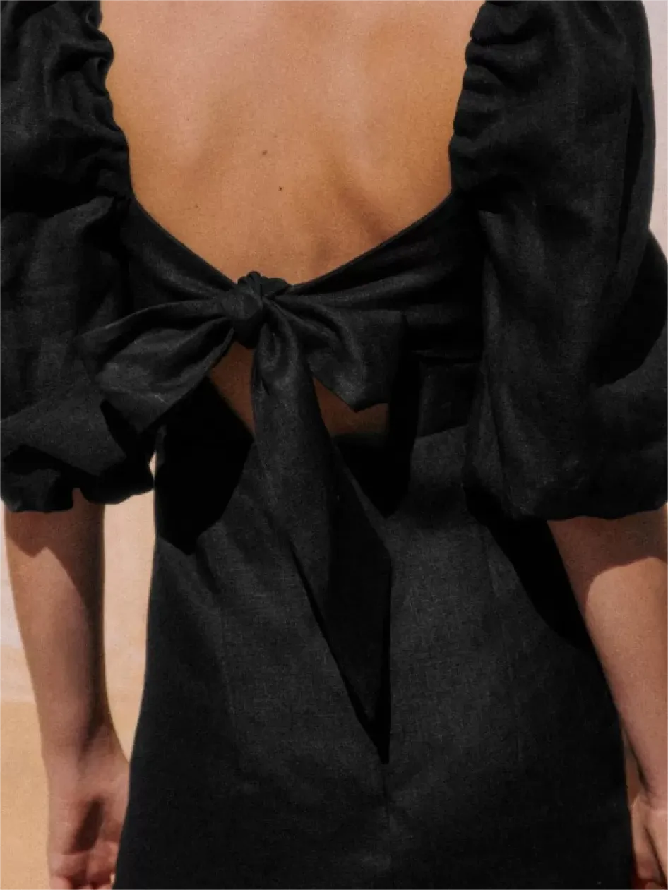 Short Balloon Sleeves Dress