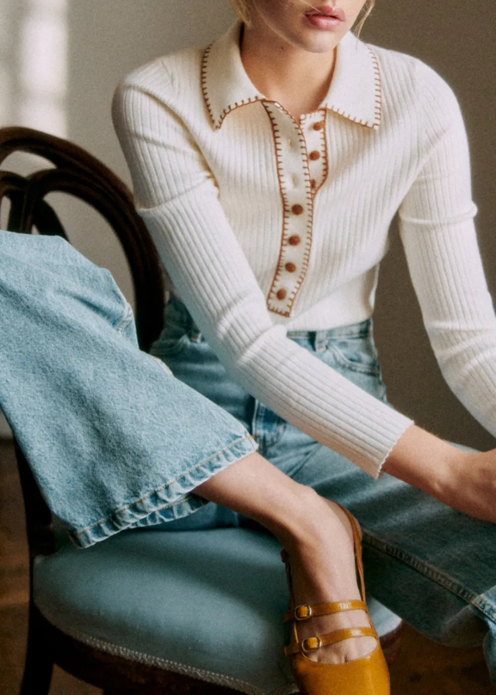 Lapel Snap Button Sweater