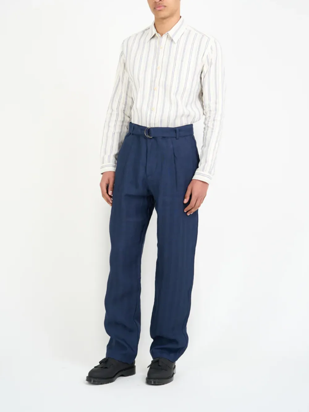 Navy Linen Casual Style Trousers