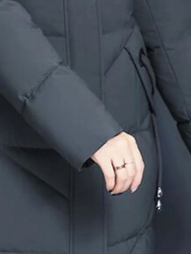 Women's Parka Long Puffer Jacket Winter Coat Zip up Coat with Fur Collar Thermal Warm Heated Coat Fall Outerwear with Pockets Warm Classic Long Sleeve Purple Red