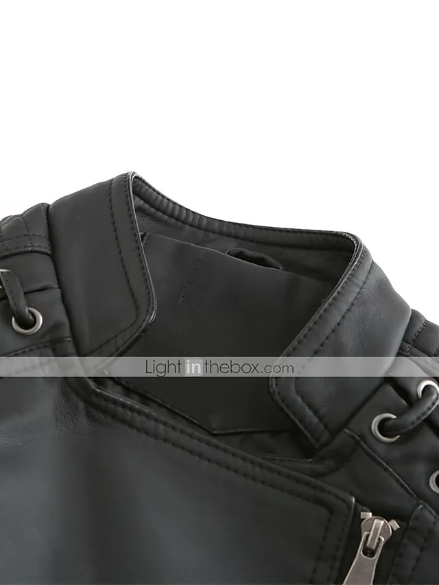 Women's  Faux Leather Jacket Moto Biker Jacket Fall Waterproof Windproof Coat Winter Zipper Lapel Modern Outerwear Long Sleeve Causal Vacation