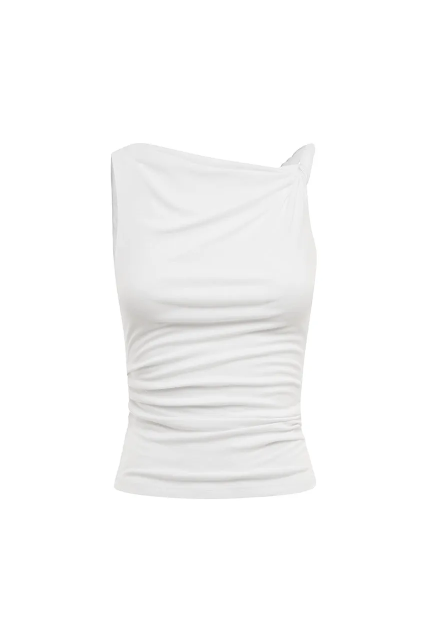 One Shoulder Sleeveless Fitted Crop Top