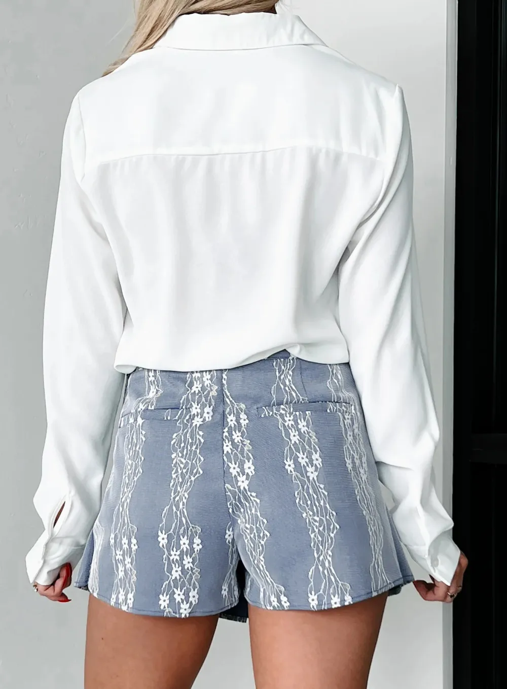 White Crepe V-Neck Shirt